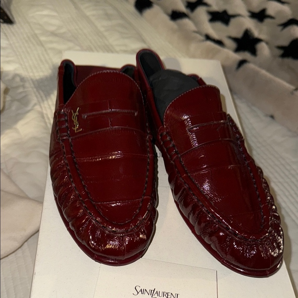 Saint Laurent Red Loafers Slip-On Shoes